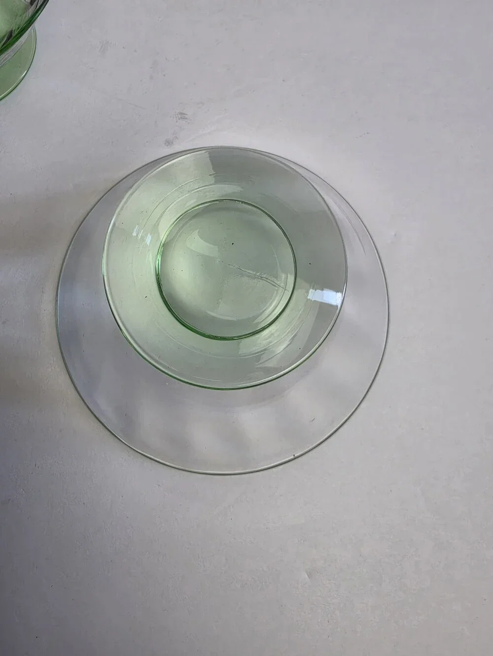 Uranium Depression Glass Green Sherbet Ice Cream Bowls Glass Glows - Lot of 4